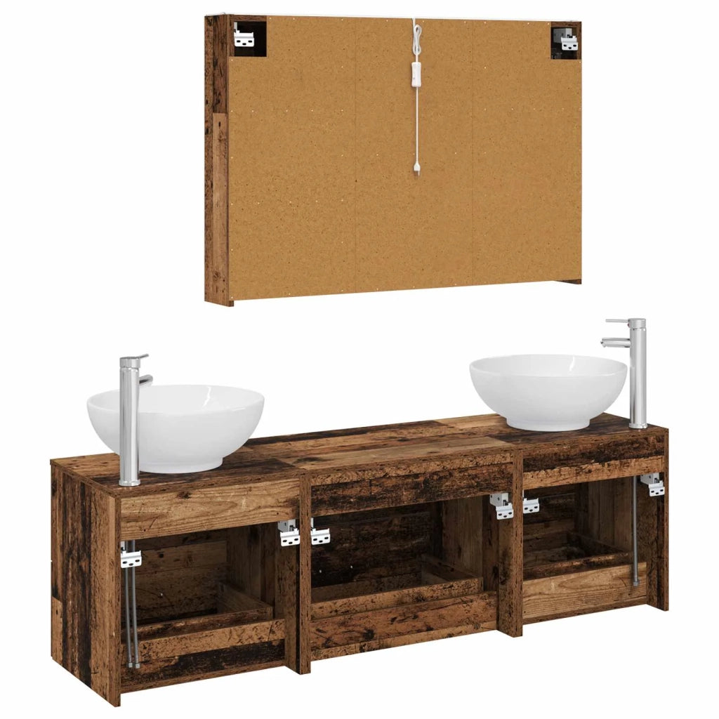 Set di mobili per il bagno 4 pz Legno antico 3406949