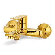 Rubinetto Miscelatore Vasca Bagno Oro Lucido da Parete + Deviatore Doccia 94014