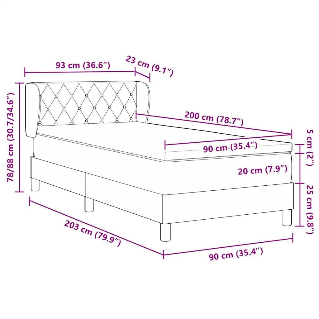 Letto a molle con testiera Verde scuro 90 x 200 cm Velluto 3340319