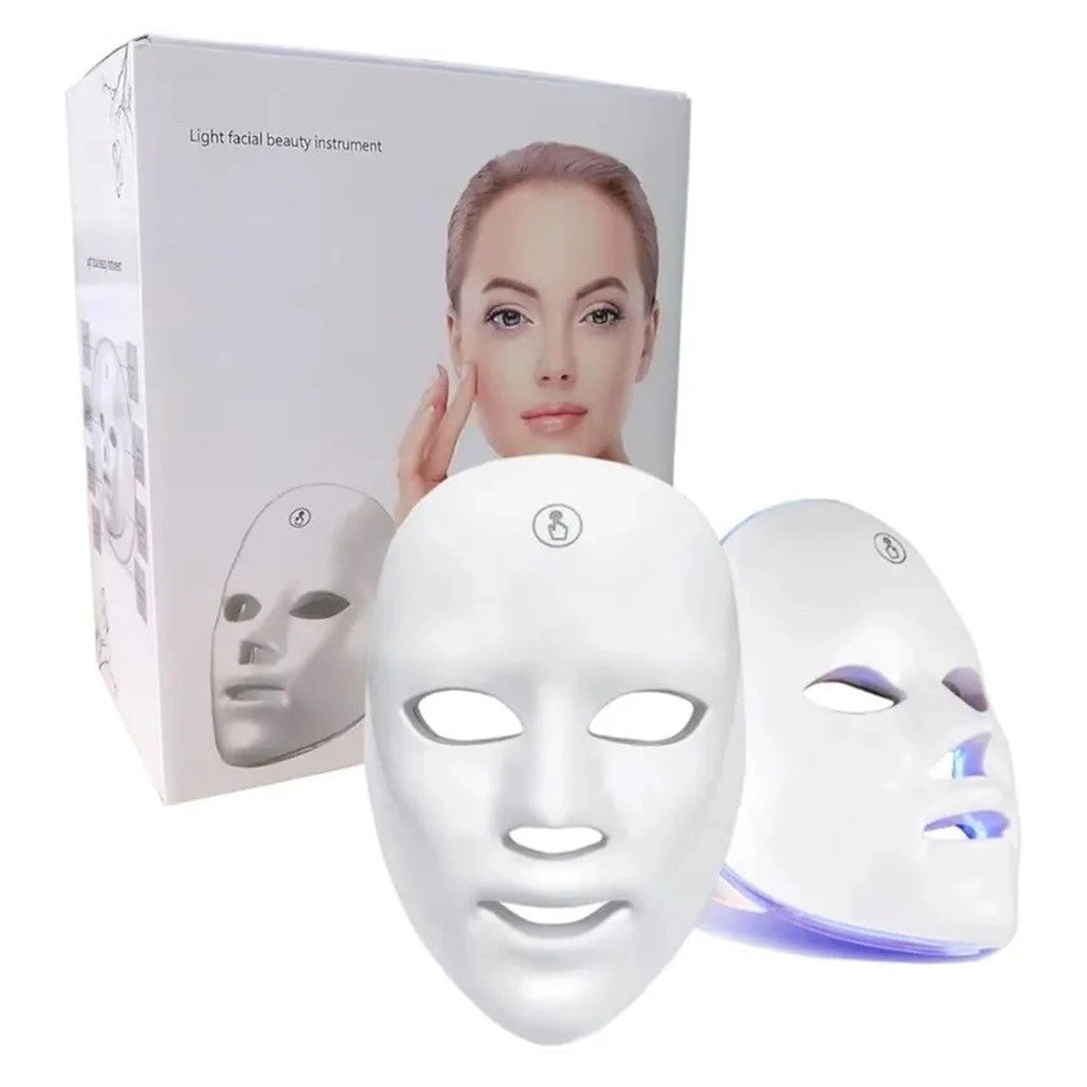 Trade Shop - Maschera Per Fototerapia A Led Con Trattamento Luce A 7 Colori Per Cura Pelle Viso -
