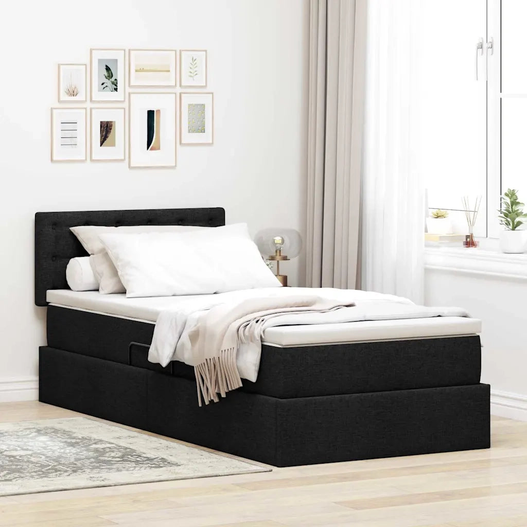 Letto con contenitore e materasso con testiera Nero 90 x 200 cm 3370610