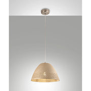 Lampadario Casale Sospensione Kaki Metallo Ceramica 1 Luce Altezza Regolabile