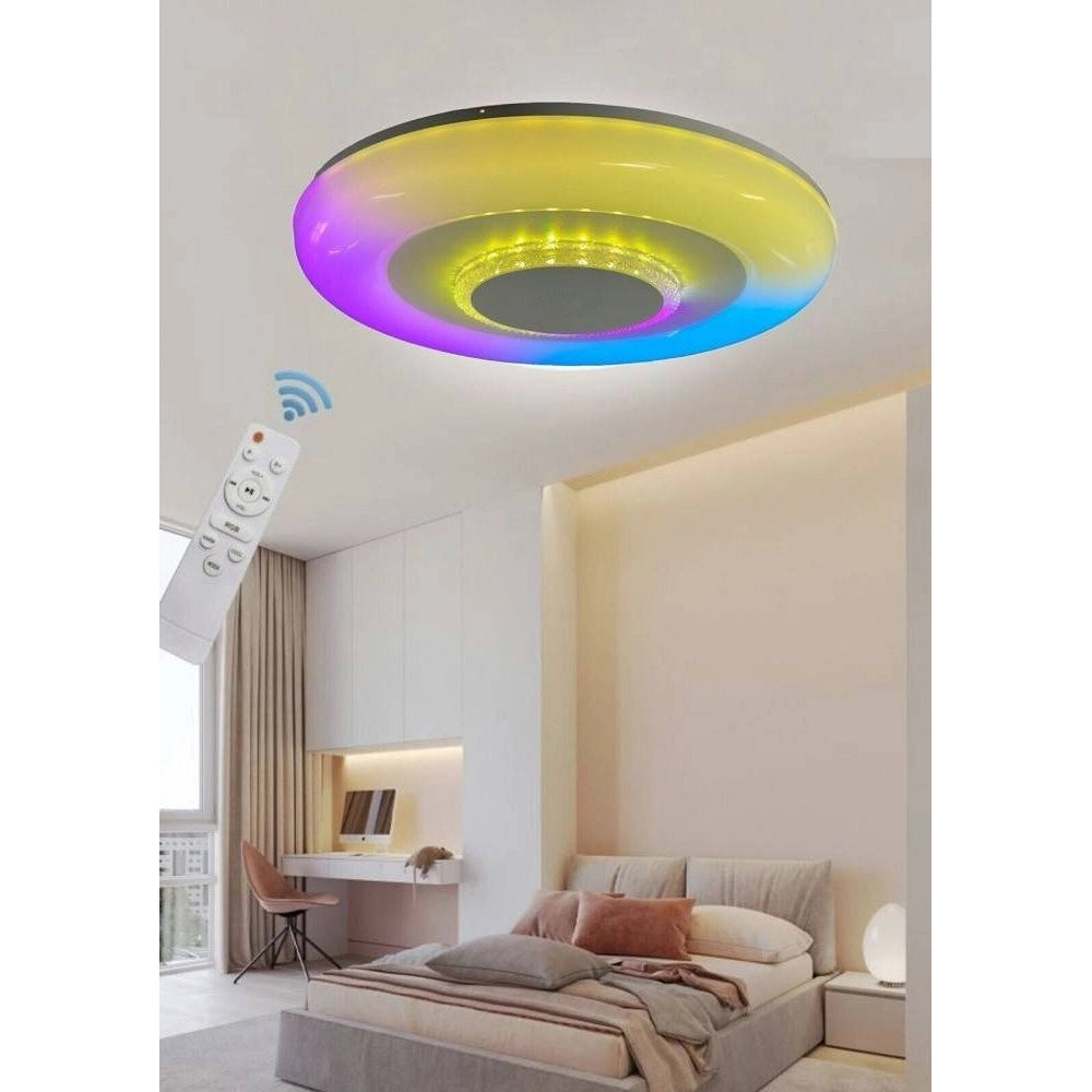 Trade Shop - Plafoniera Soffitto Luce Led Rgb Bluetooth Cassa Telecomando Dimmerabile C44-rgb-o -