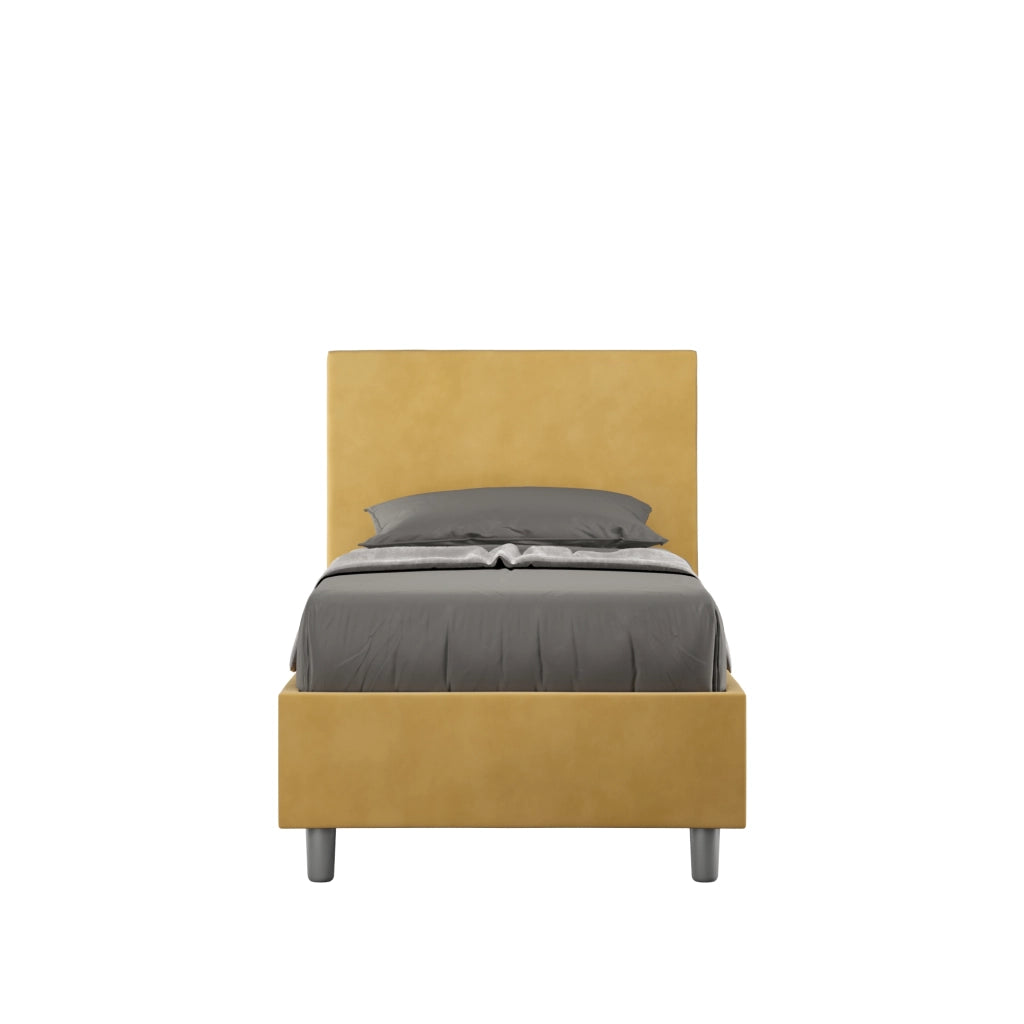 BS COM Letto singolo contenitore imbottito 80x190 microfibra ocra