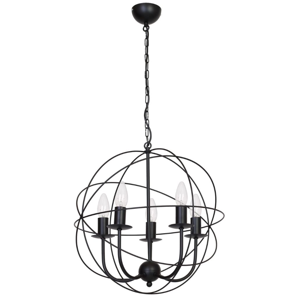 Lampada a sospensione loft nera sfera 5xE14 Luminex