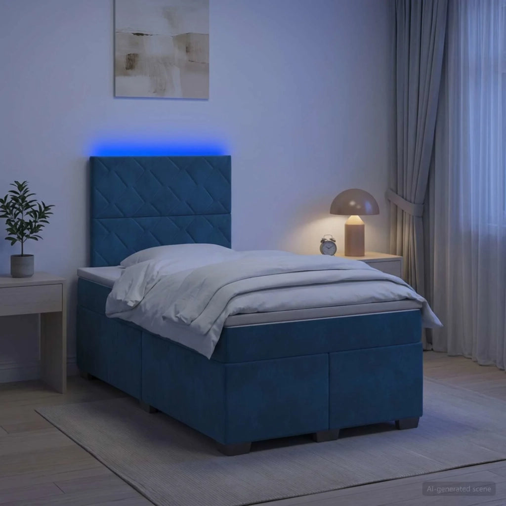 Letto box spring con materasso Blu 120 x 200 cm Velluto 3455094