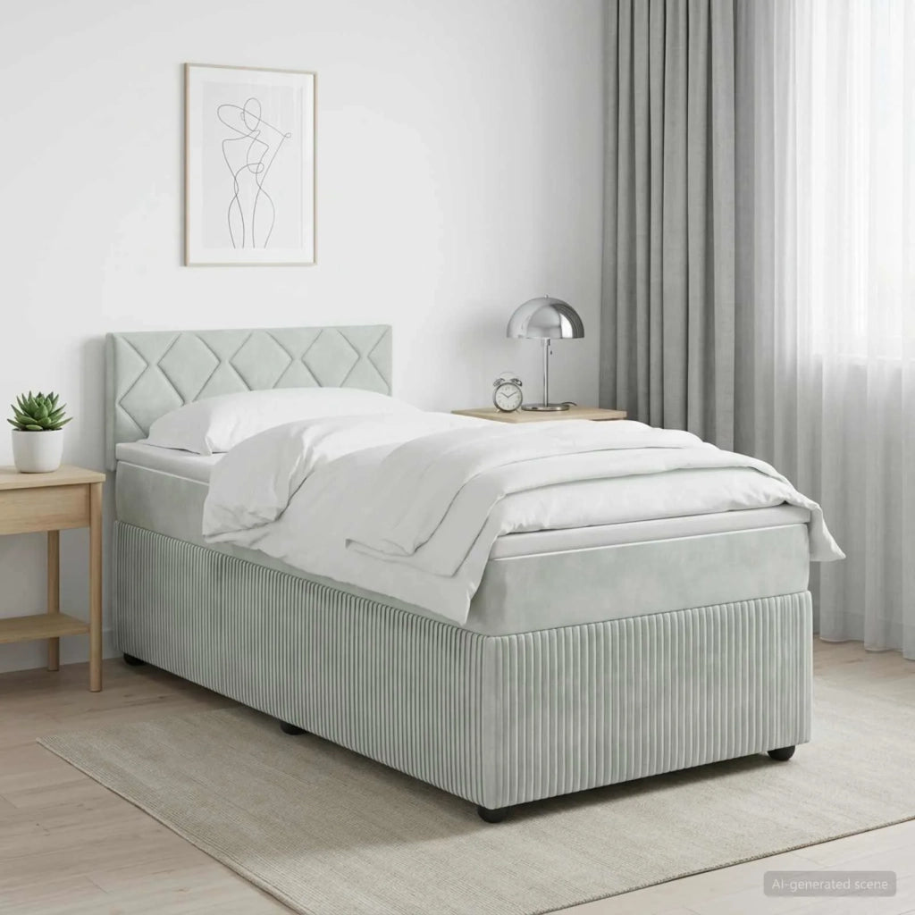 Letto box spring con materasso Grigio Chiaro 100 x 200 cm 3451625