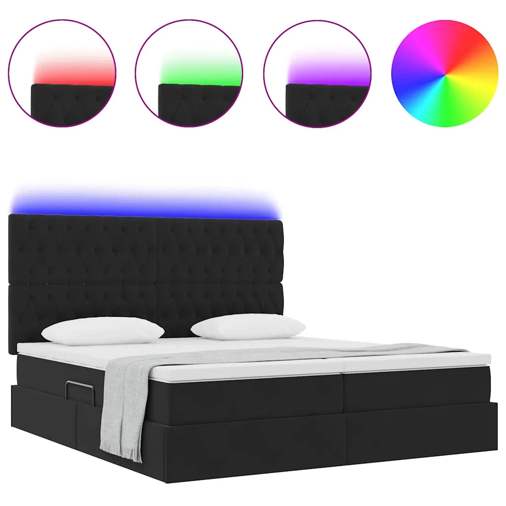 Letto con luci a strisce a LED Nero 180 x 200 cm Velluto