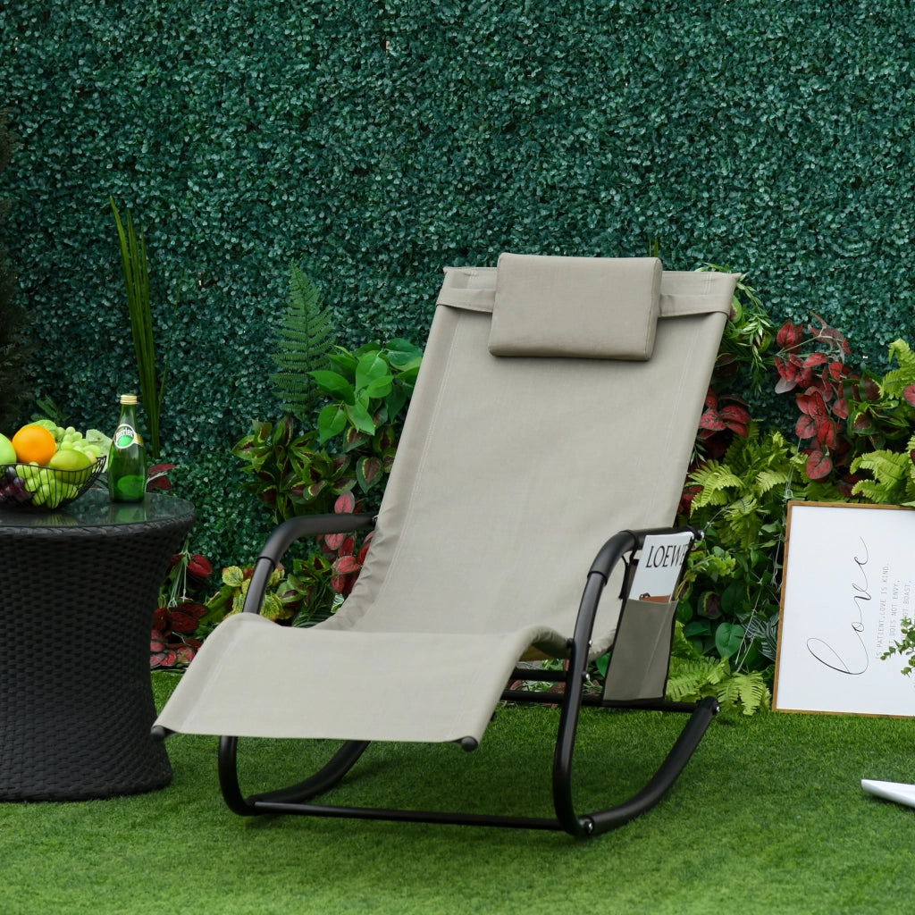 Poltrona a Dondolo da Giardino ¨C Minimal ¨C Nero e Grigio, 150x62x88 cm