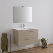 Mobile da bagno sospeso 100cm rovere chiaro con lavabo e specchio | Hana