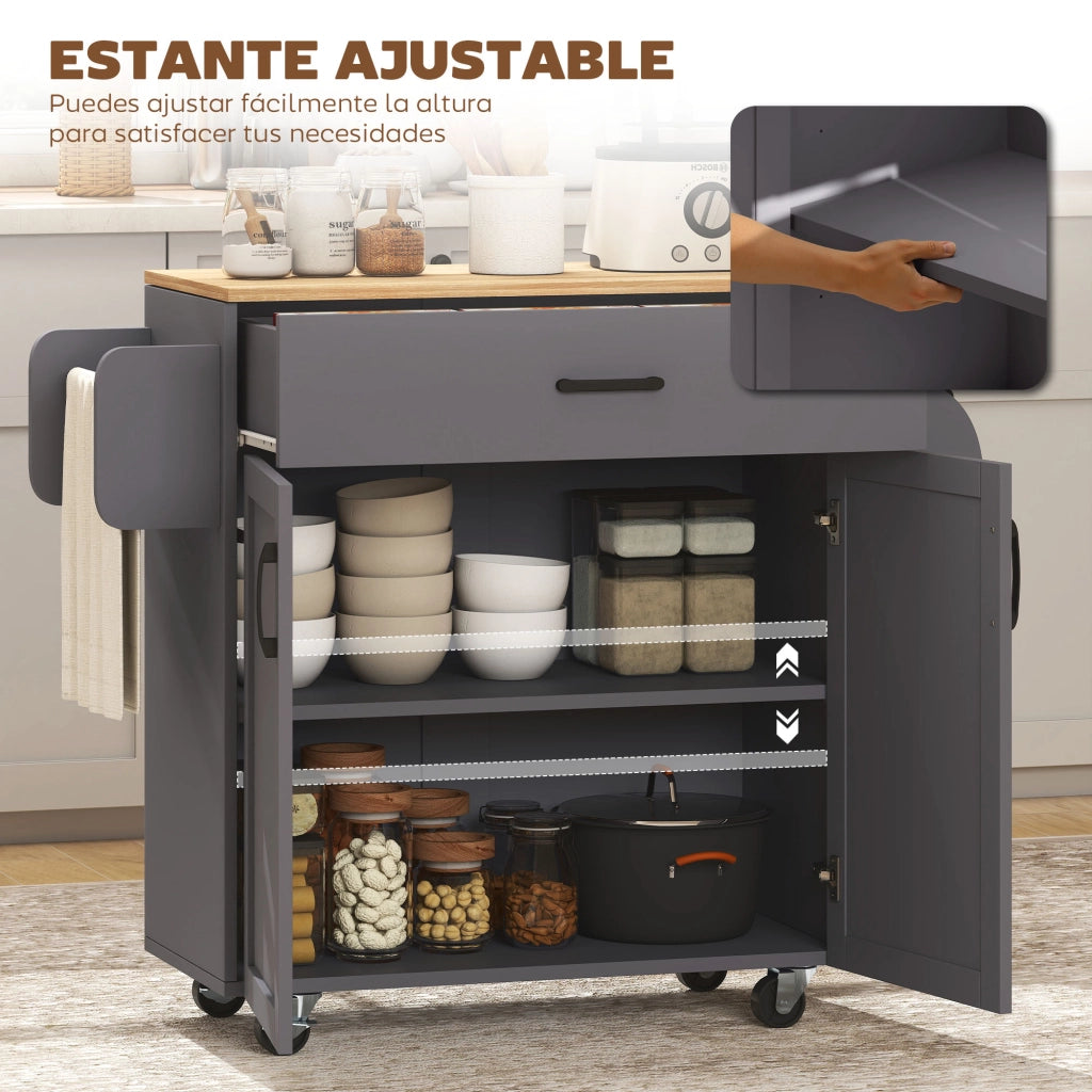 Mobile Cucina con Ruote ¨C Minimal ¨C Grigio 105x36x85 cm