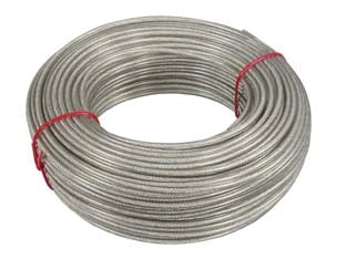 CAVETTO ACCIAIO ZINCATO RIVESTITO IN PVC TRASPARENTE- - ø mm.6 in rotoli da mt.100 - 100 mt
