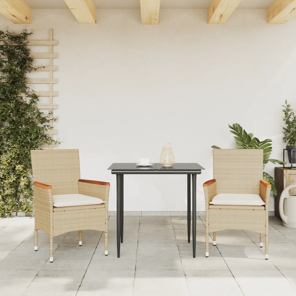 Sedie da Giardino con Cuscini 2 pz | Sedie da Esterno Beige in Polyrattan