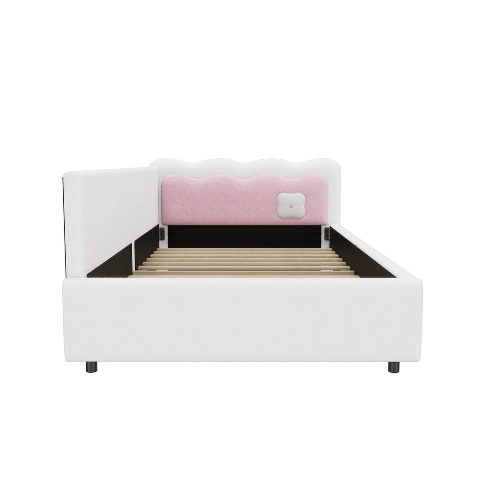 Letto Singolo con LED e Rete a Doghe ¨C MINIMAL ¨C Bianco 90x200