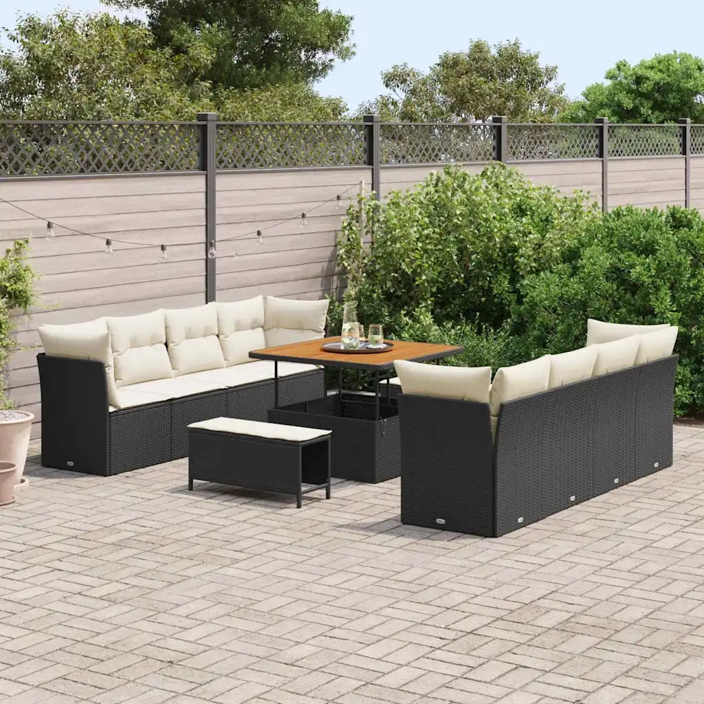 Set Divano da Giardino 11 pcs Nero polyrattan 3361465