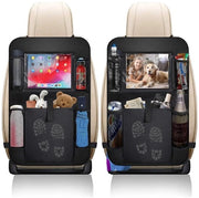 Organizzatore per auto 2 in 1 per bambini, protezione schienale, copri schienale auto impermeabile con tablet multifunzionale, grande contenitore di stoccaggio, giocattoli, snack, viaggi e uscite in famiglia (nero)