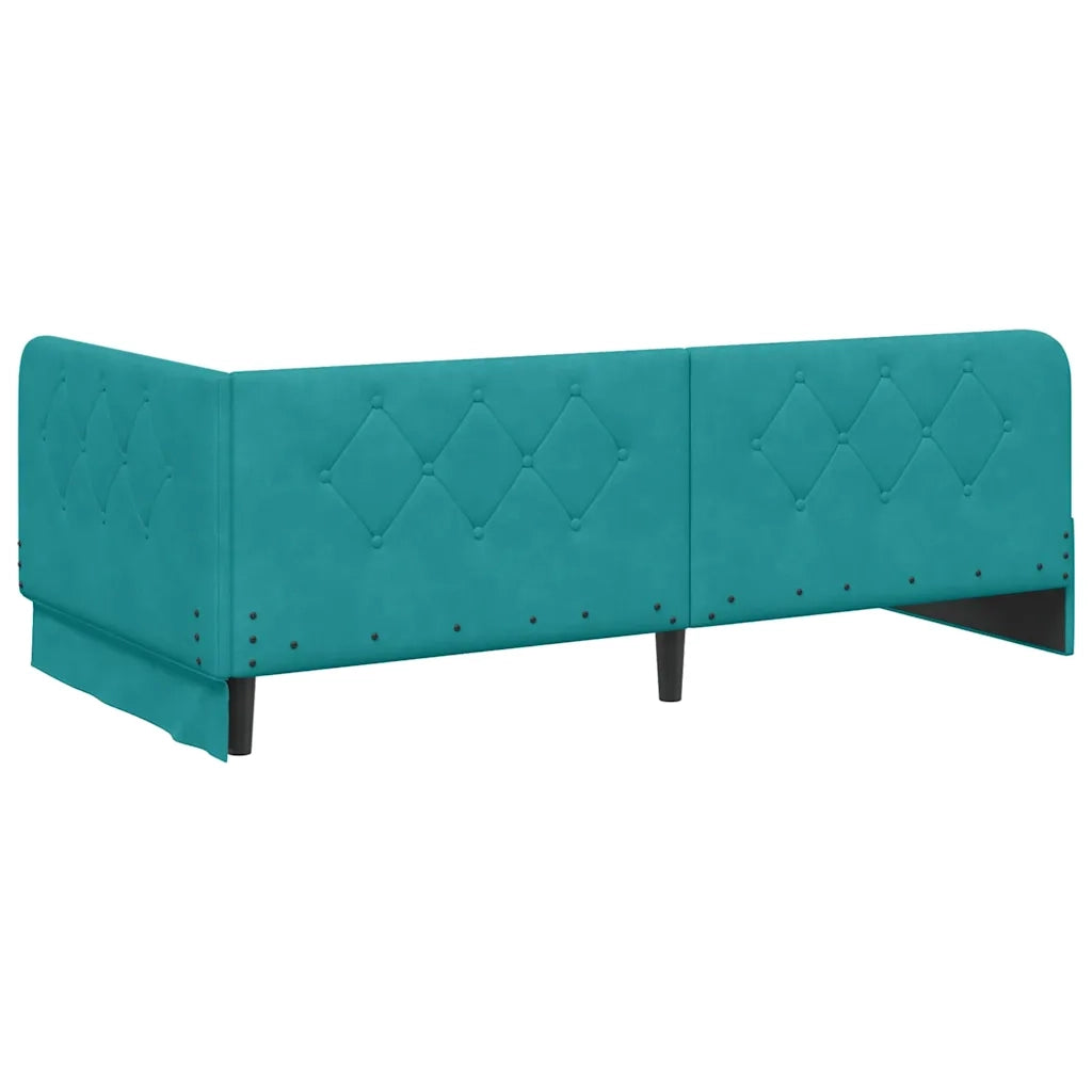 Cornice del letto ad angolo Turchese 100 x 200 cm Velluto 3394100