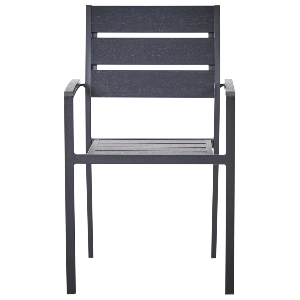 Set da Giardino 6 Sedie Tavolo Rettangolare Nero in Alluminio Anodizzato