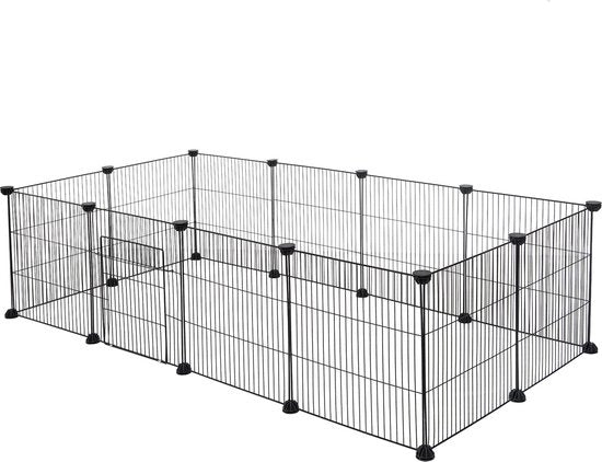 Ren per Cani, Gatti e Conigli con Porta - 142x72x36 cm - Nero