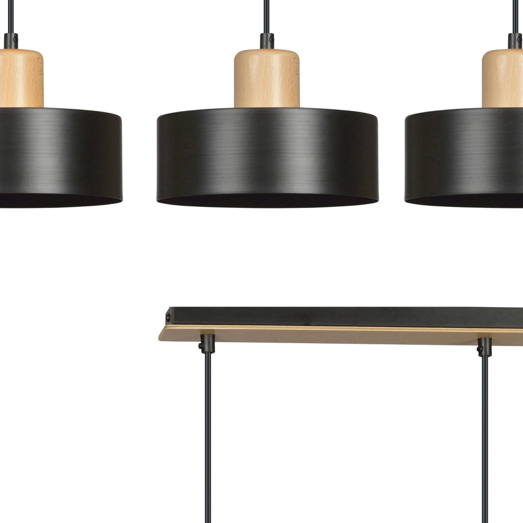 Lampadario Emibig TORIN 3 3xE27 nero/legno dimmerabile