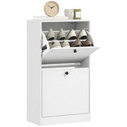 Scarpiera con Cassetti e Ripiani ¨C Minimal ¨C 47x26x85 cm Bianco Veteato