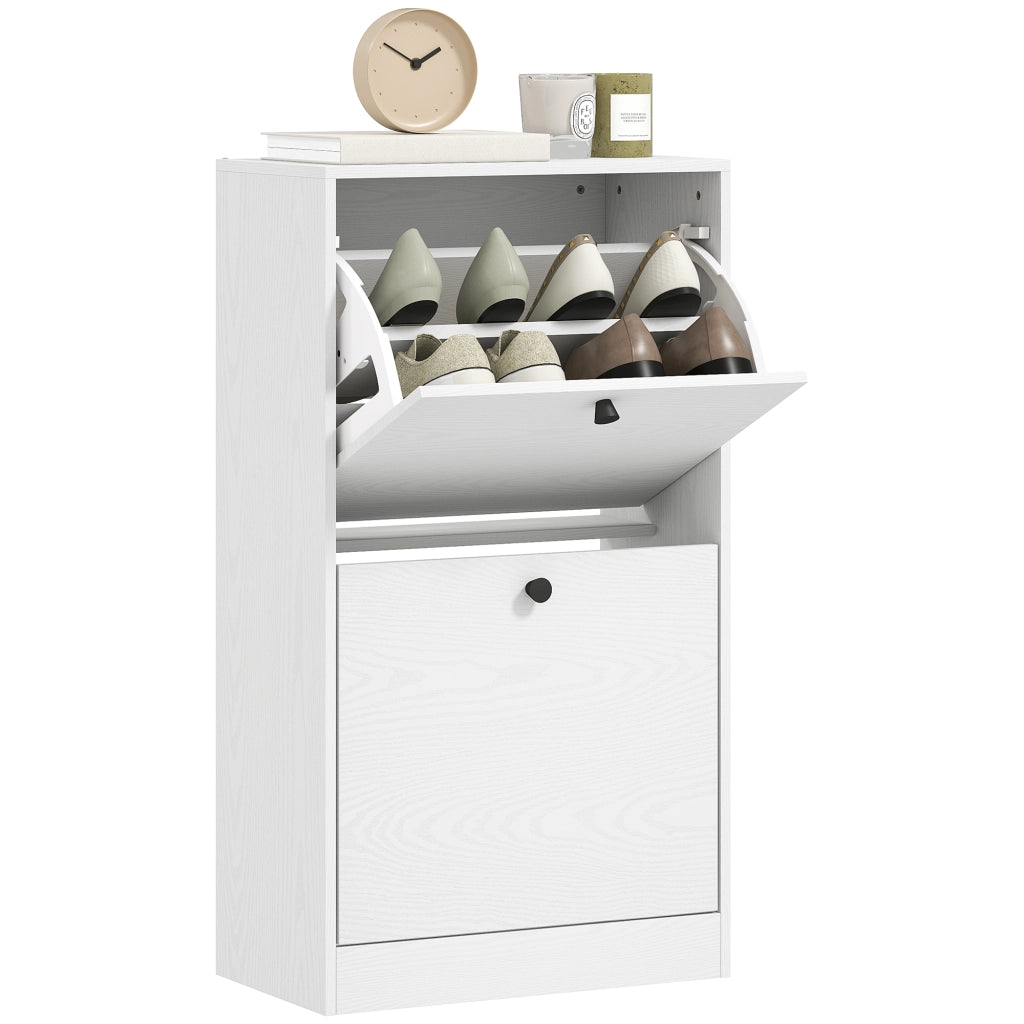 Scarpiera con Cassetti e Ripiani ¨C Minimal ¨C 47x26x85 cm Bianco Veteato