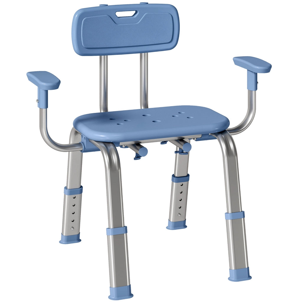 Sedia da Doccia Ergonomica con Braccioli e Schienale ¨C Xylo ¨C Altezza Regolabile Blu