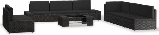Set da giardino 9 pezzi rattan nero