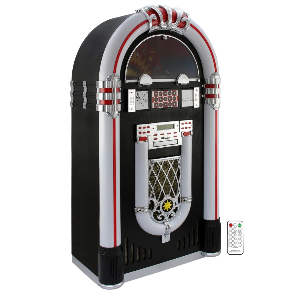 Jukebox Anni '50 con Vinile CD USB Bluetooth SD/MMC Memory Card Radio FM e AUX