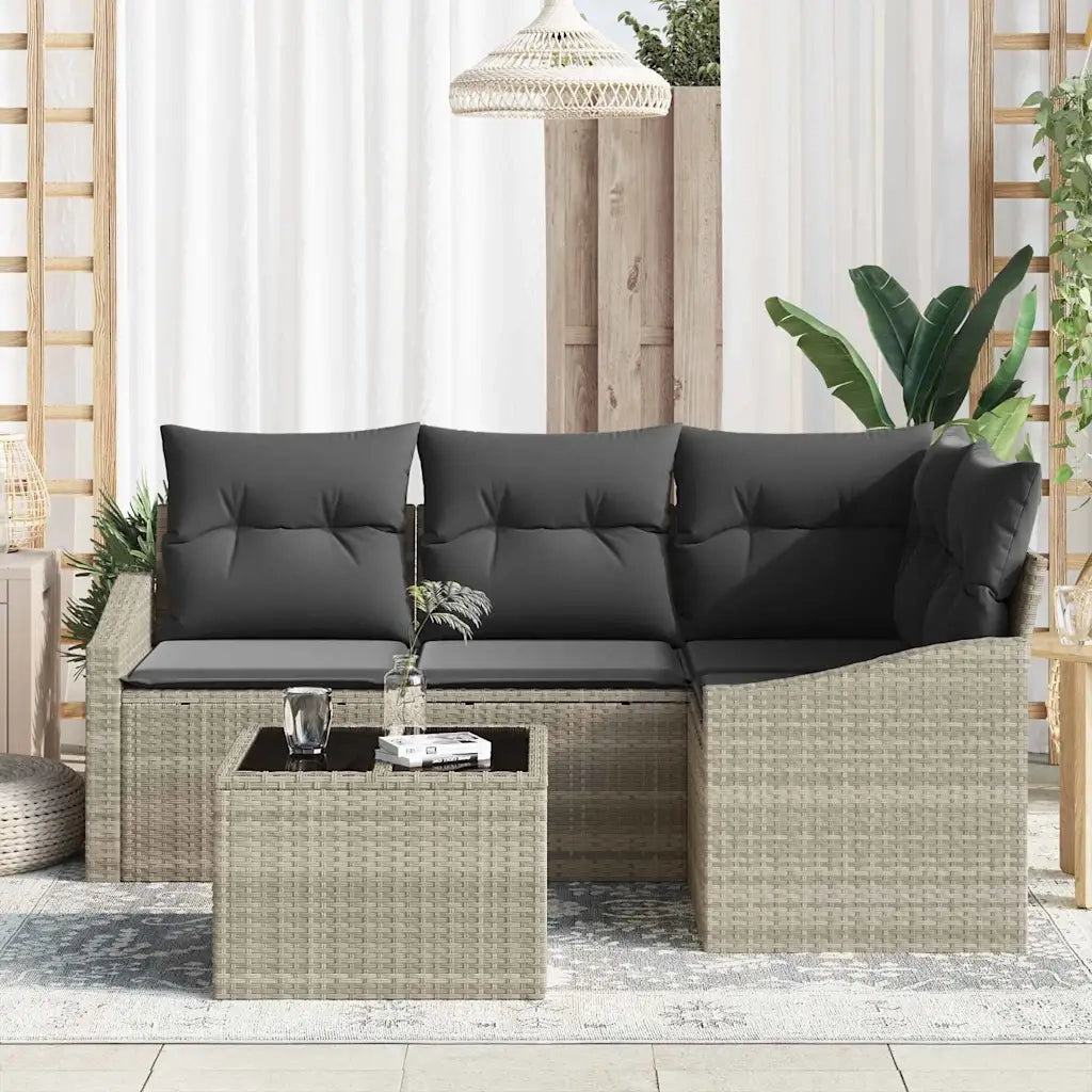 Set di divani con cuscino 5 pcs Grigio chiaro polyrattan