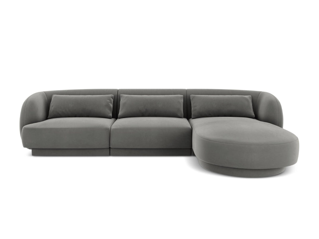 Cosmopolitan Design - Divano angolare destro "Tulum" 4 posti in velluto grigio chiaro 