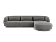 Cosmopolitan Design - Divano angolare destro "Tulum" 4 posti in velluto grigio chiaro 