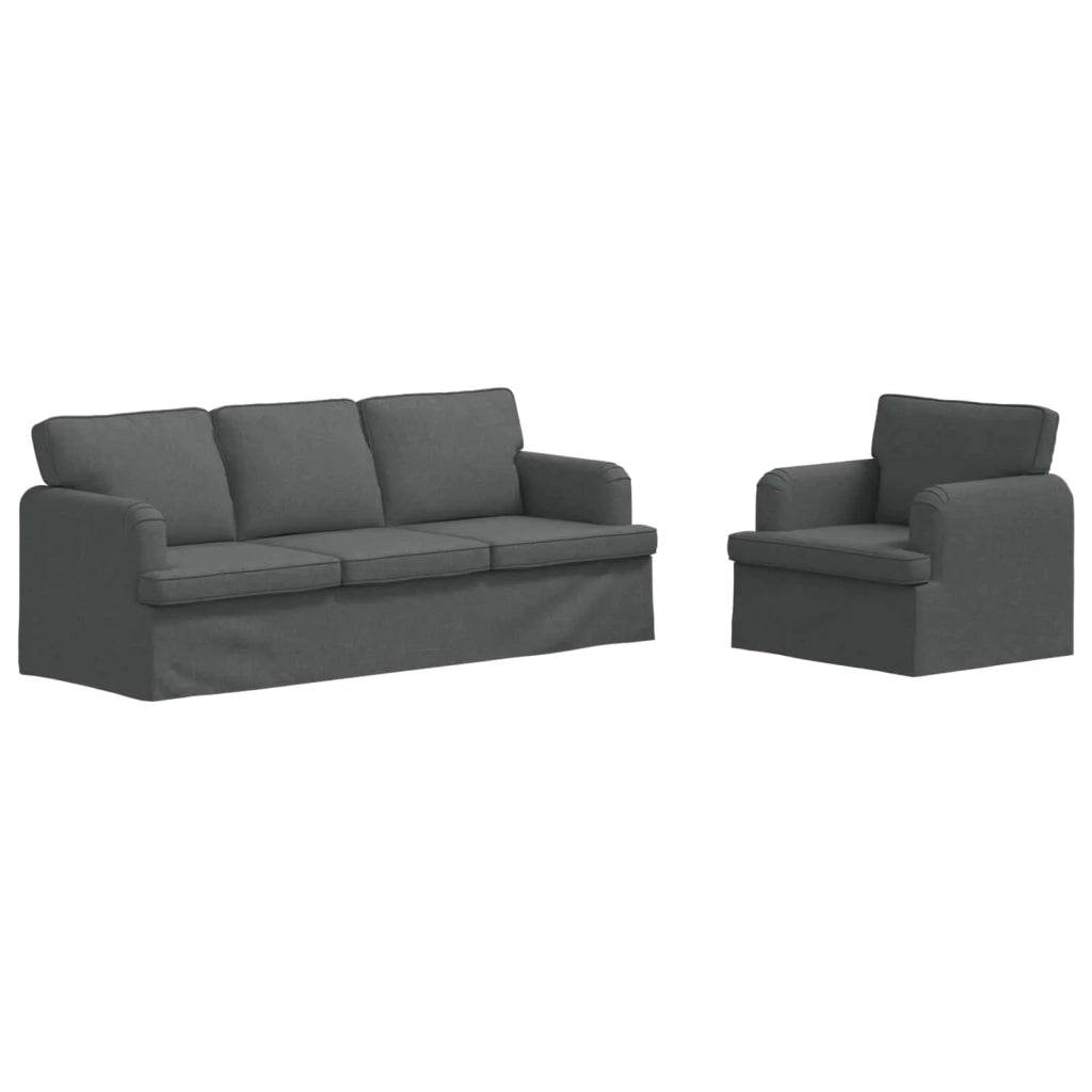 Set di divani 2 pcs Grigio scuro 201 x 80 x 85 cm Tessuto 3407605