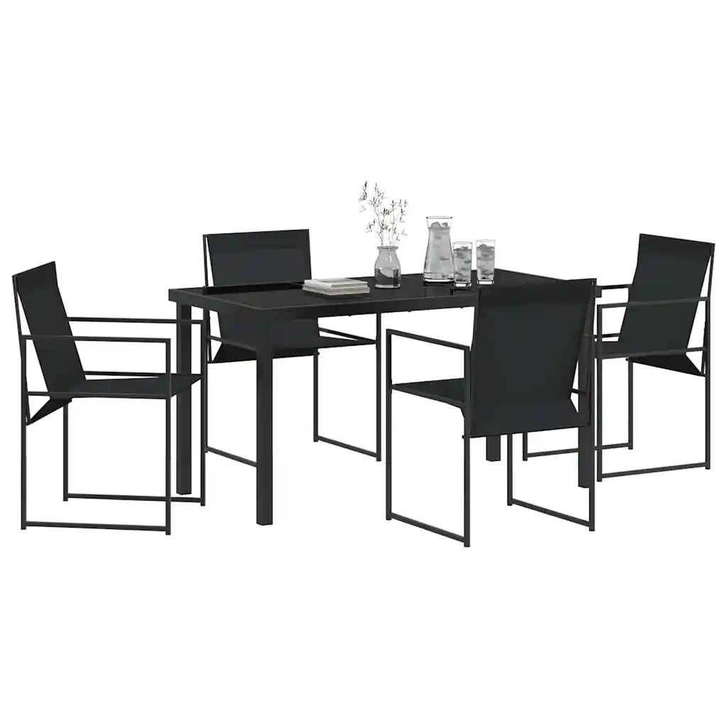 Set da Pranzo per Giardino 5 pcs Nero 3379342