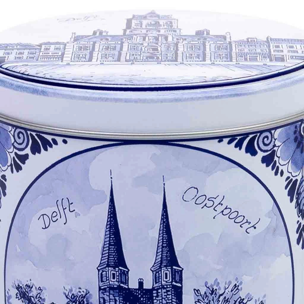 Contenitore in metallo blu e bianco D10x11,5h cm