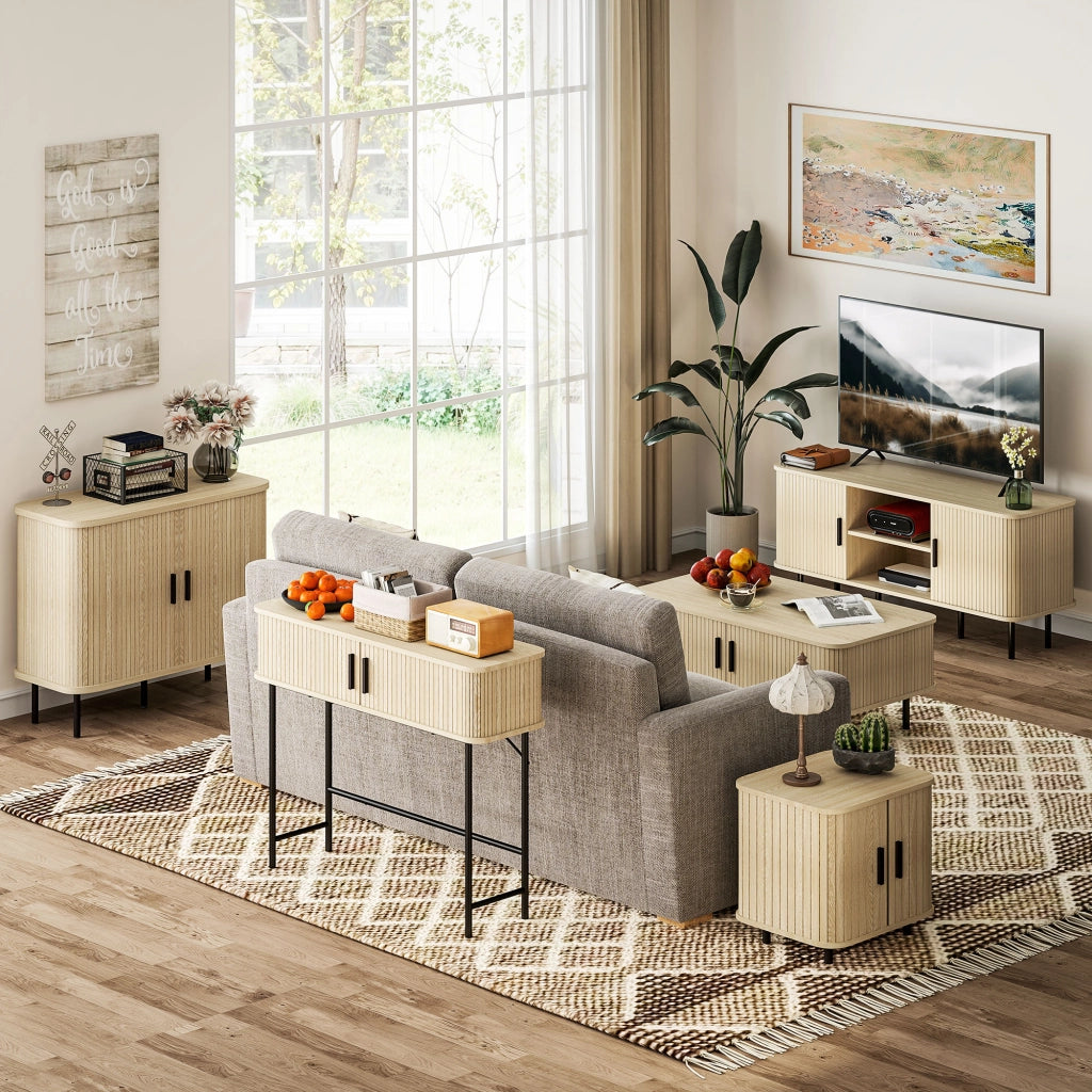 Tavolo console con ante scorrevoli ¨C Minimal ¨C quercia e nero