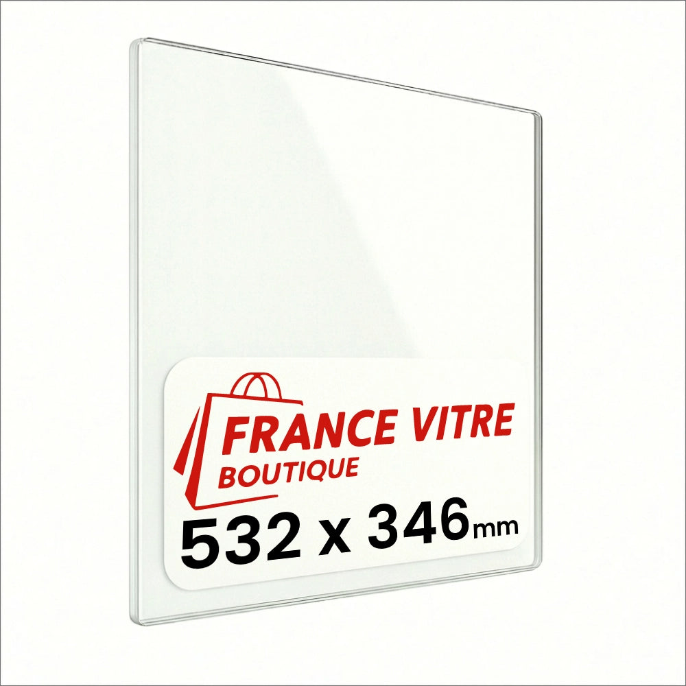532 x 346 x 4 mm - Vetro per stufa a legna - vetro camino di ricambio - vetro per caminetto resistente al fuoco - France Vitre