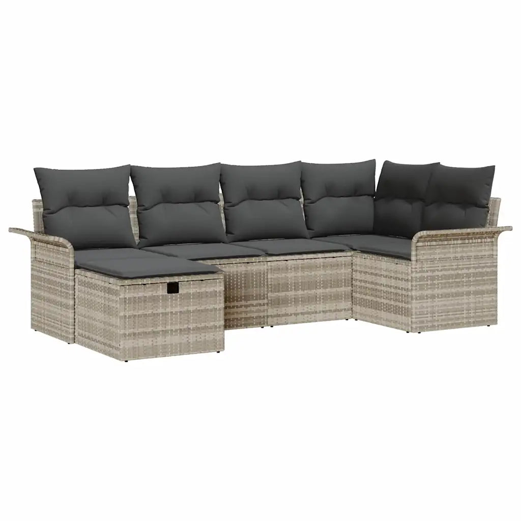 Set Divano da Giardino con cuscino 6 pcs Poly Rattan