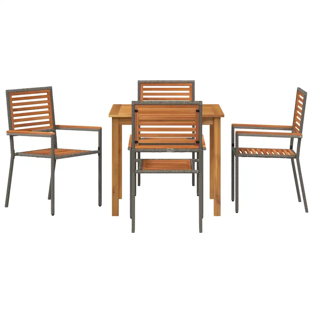 Set da Pranzo per Giardino 5 pcs Grigio