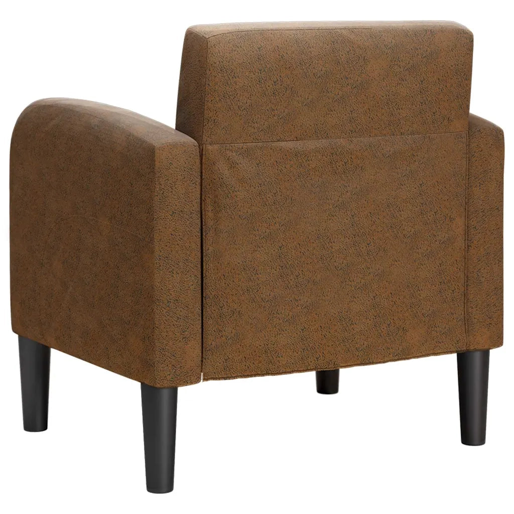 Divano Poltrona | Sedia con Braccioli Marrone 54 cm in Similpelle