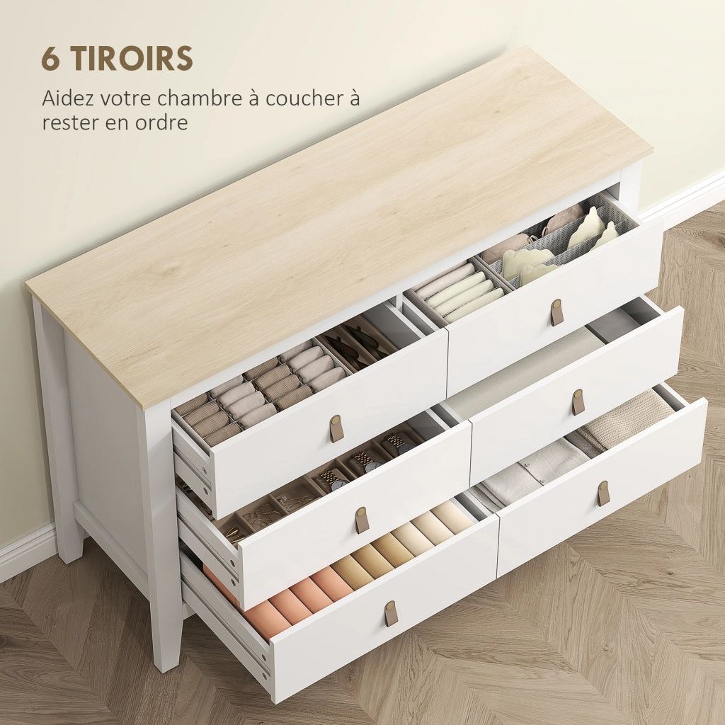 Cassettiera Moderna 6 Cassetti ¨C Zephmum ¨C Bianco 120x40x78