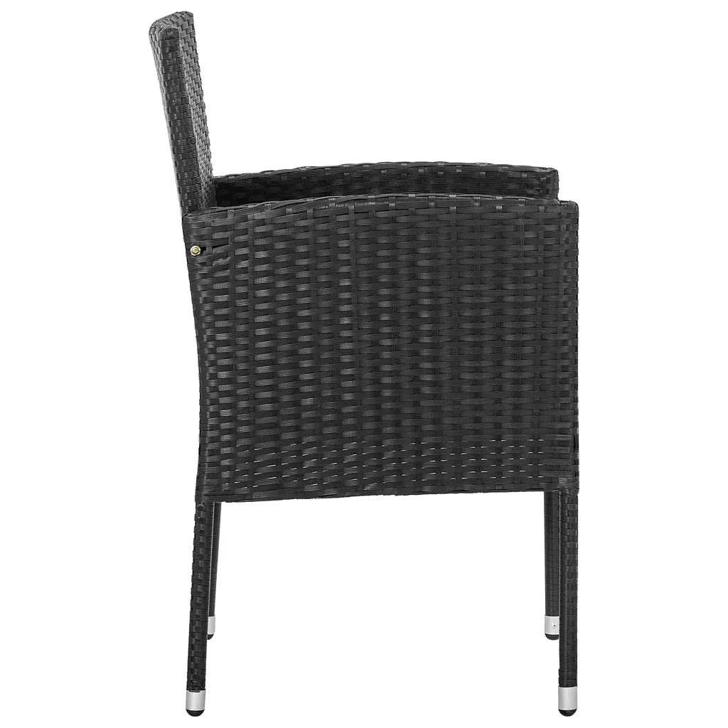 Set da Pranzo da Giardino 9 pz Nero in Polyrattan e Acciaio