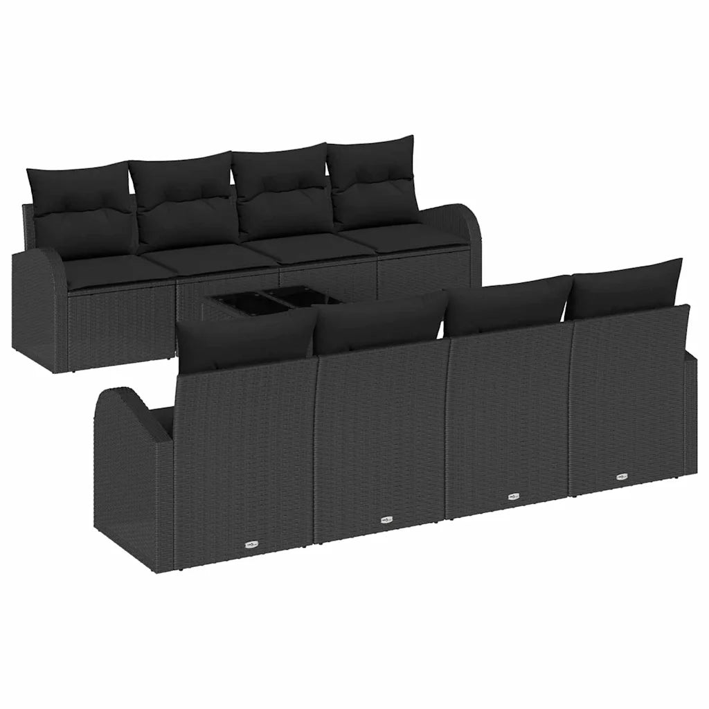 Set Divano da Giardino Nero 55 x 55 x 37 cm polyrattan