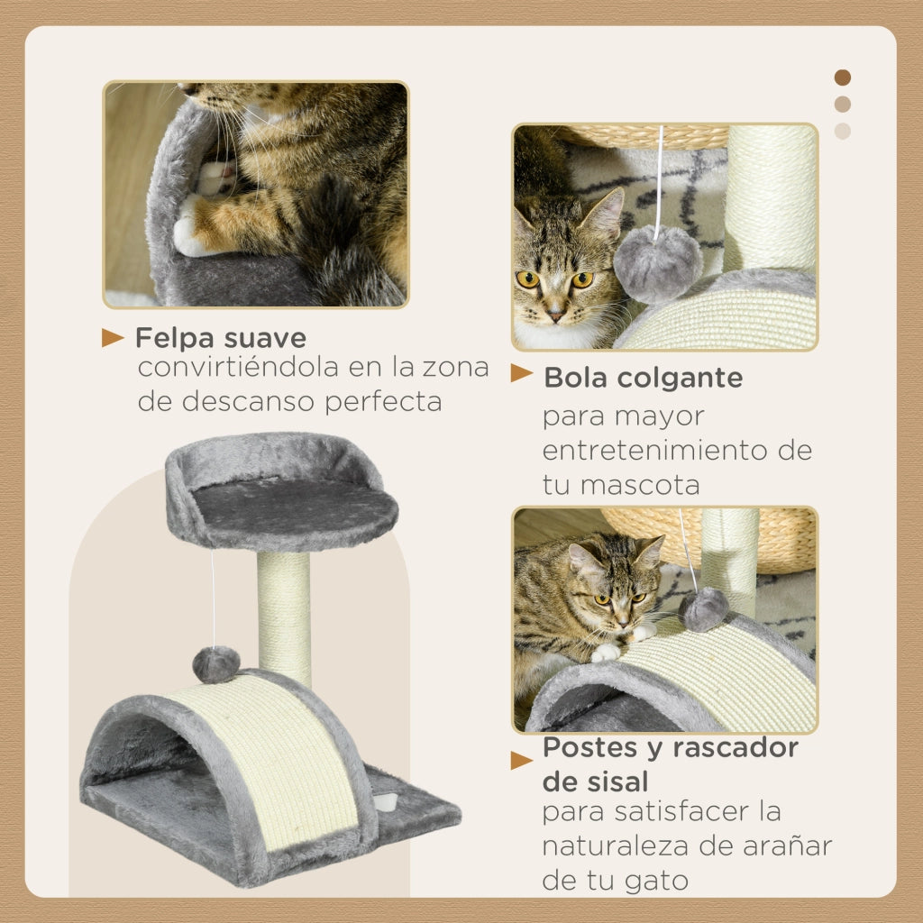 Casetta per Gatti con Poste e Piattaforme ¨C Zephmum ¨C Grigio 35.5x37x46 cm