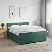 Letto box spring con materasso Verde Scuro 200 x 200 cm Velluto 3451748