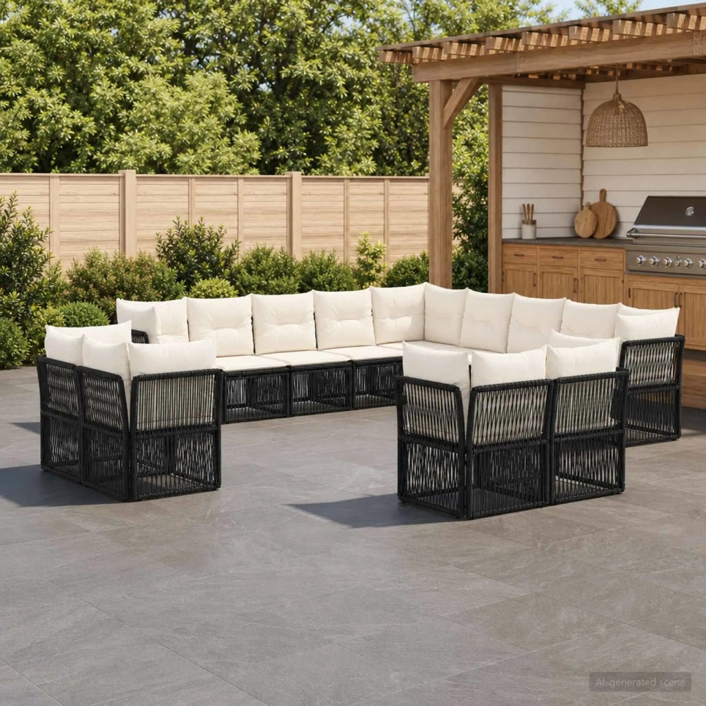 Set Divano da Giardino 13 pz Nero polyrattan 3434434
