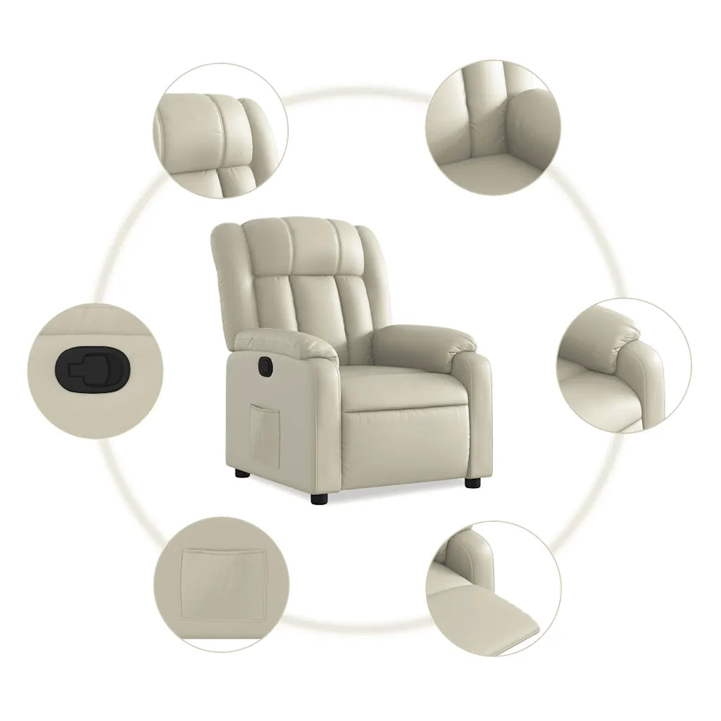Poltrona Reclinabile Crema in Similpelle 373561