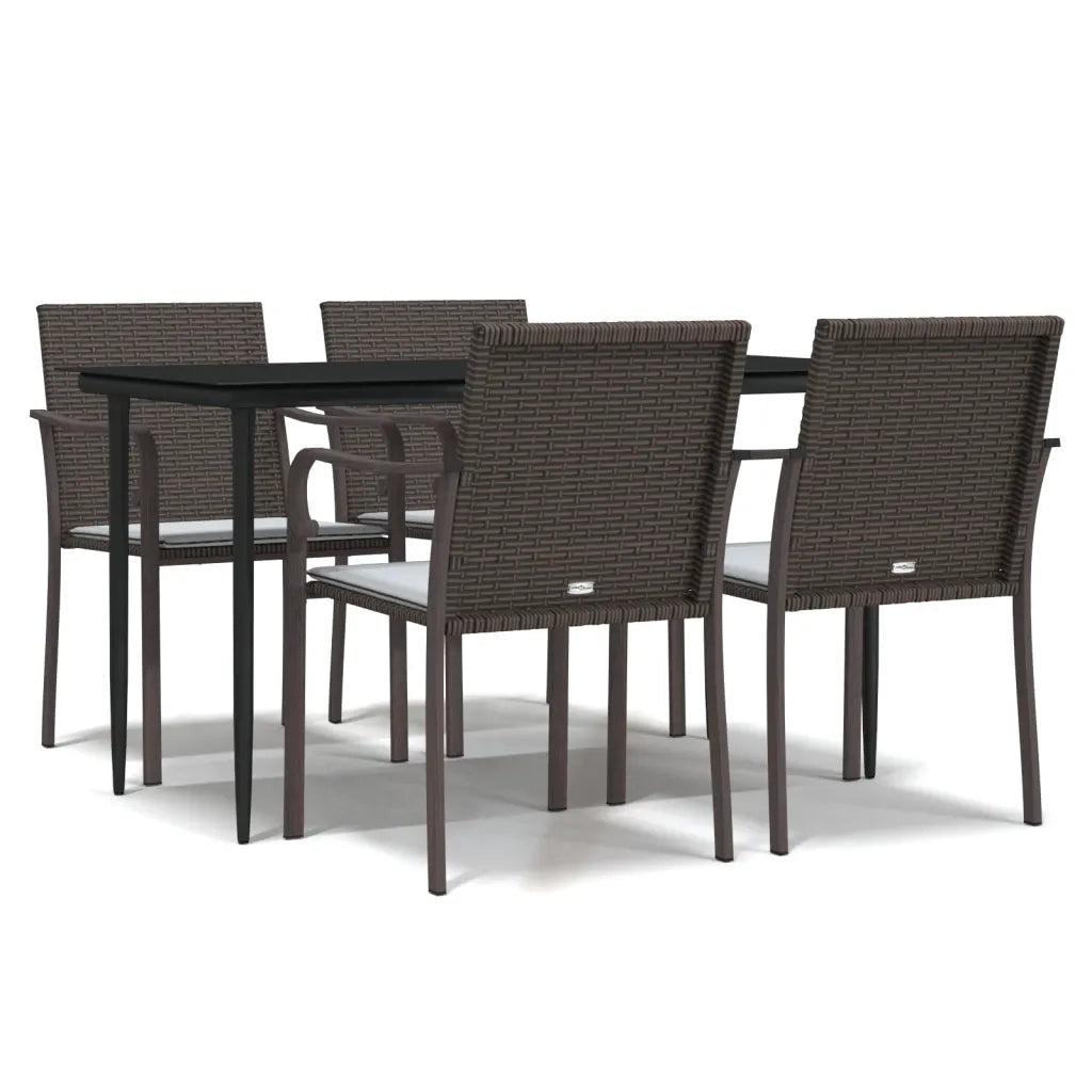 Set Pranzo da Giardino 5pz con Cuscini in Polyrattan e Acciaio 3186941