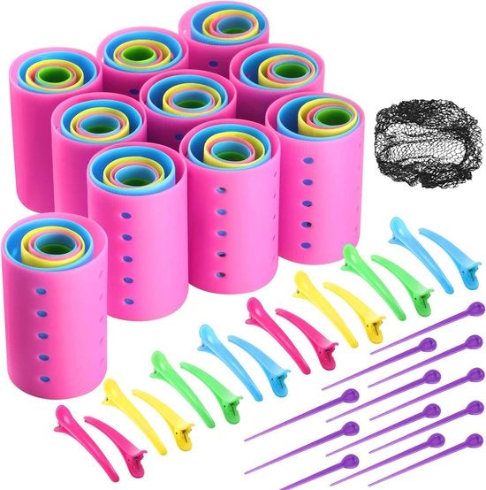 Set di 141 Rollatori per Capelli Medi e Corti - Incluso Clips e Strumenti per Parrucchieri