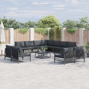 Set Divano da Giardino con cuscino 12 pcs Nero Acciaio